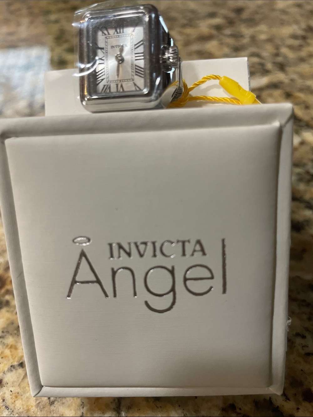 Invicta Angel Silver and White Square Dial Accent